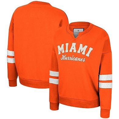 Women's Colosseum Orange Miami Hurricanes Perfect Date Notch Neck Pullover Sweatshirt