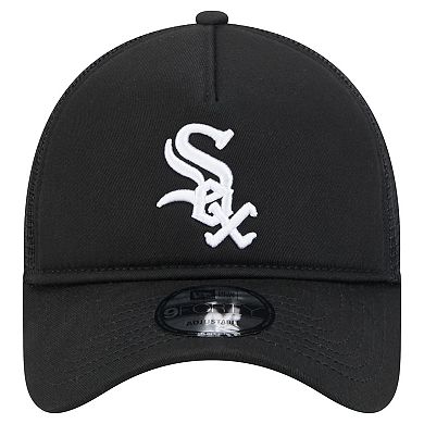 Men's New Era Black Chicago White Sox 9FORTY A-Frame Trucker Adjustable Hat