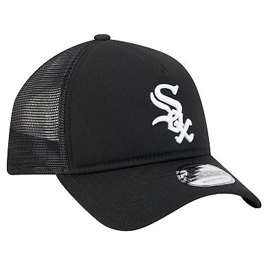 Men's New Era Black Chicago White Sox 9FORTY A-Frame Trucker Adjustable Hat