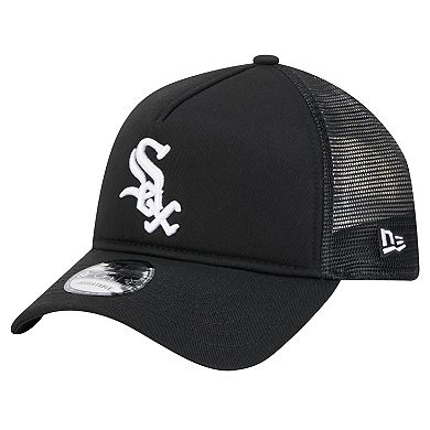 Men's New Era Black Chicago White Sox 9FORTY A-Frame Trucker Adjustable Hat