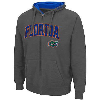 Men's Colosseum Gray Florida Gators Arch & Logo 3.0 Full-Zip Hoodie