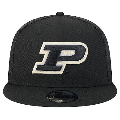 Men's New Era Black Purdue Boilermakers Trucker 9FIFTY Snapback Hat