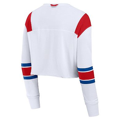 Women's Fanatics White Philadelphia Phillies Stretch Cropped Fashion Long Sleeve T-Shirt