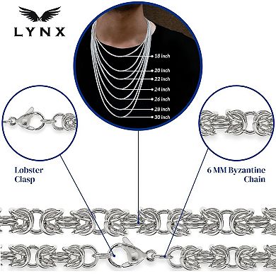 Men's LYNX Stainless Steel Byzantine Chain Necklace