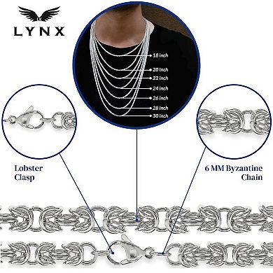 Men's LYNX Stainless Steel Byzantine Chain Necklace