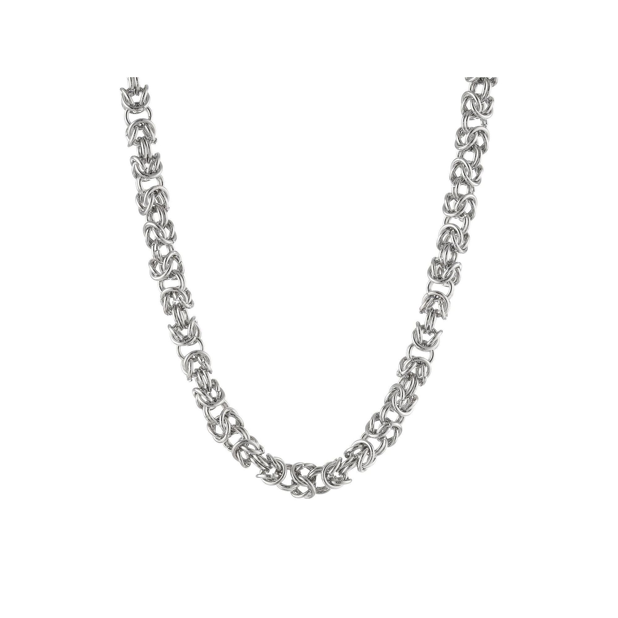 Mens LYNX Stainless Steel Byzantine Chain Necklace, Size: 18