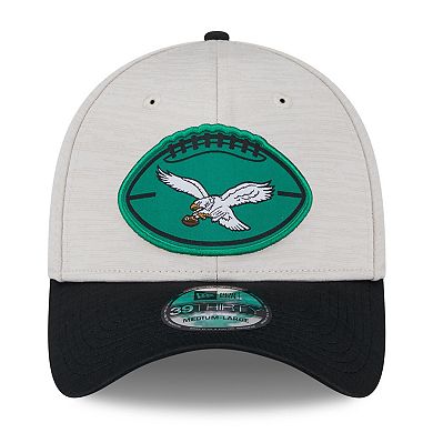Men's New Era Stone/Black Philadelphia Eagles 2024 Sideline Historic 39THIRTY Flex Hat