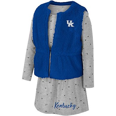 Girls Toddler Colosseum Royal Kentucky Wildcats Meowing Vest & Dress Set