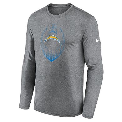 Men's Nike Heather Gray Los Angeles Chargers Legend Icon Long Sleeve T-Shirt