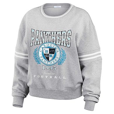 Women's WEAR by Erin Andrews Heather Gray Carolina Panthers Cropped Pullover Sweatshirt