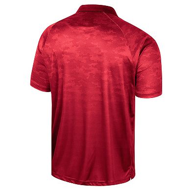 Men's Colosseum Red Wisconsin Badgers Honeycomb Raglan Polo