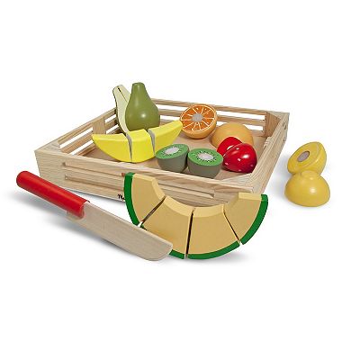 Melissa & Doug Cutting Fruit Set - Wooden Play Food Kitchen Accessory, Multi