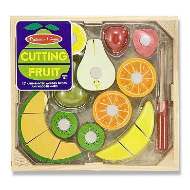 Melissa & Doug Cutting Fruit Set - Wooden Play Food Kitchen Accessory, Multi