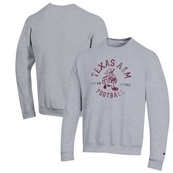 Men's Champion Gray Texas A&M Aggies Ol' Sarge Football Fleece Crewneck Pullover Sweatshirt