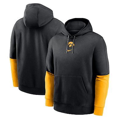 Men's Nike Black/Gold Iowa Hawkeyes Sideline Club Pullover Hoodie