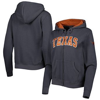 Women's Colosseum Charcoal Texas Longhorns Arched Name Full-Zip Hoodie
