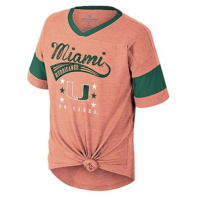 Girls Youth Colosseum Orange Miami Hurricanes Frontier Tie Front T-Shirt