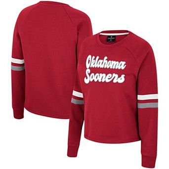 Women's Colosseum Crimson Oklahoma Sooners Talent Competition Raglan Pullover Sweatshirt