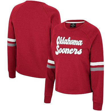 Women's Colosseum Crimson Oklahoma Sooners Talent Competition Raglan Pullover Sweatshirt