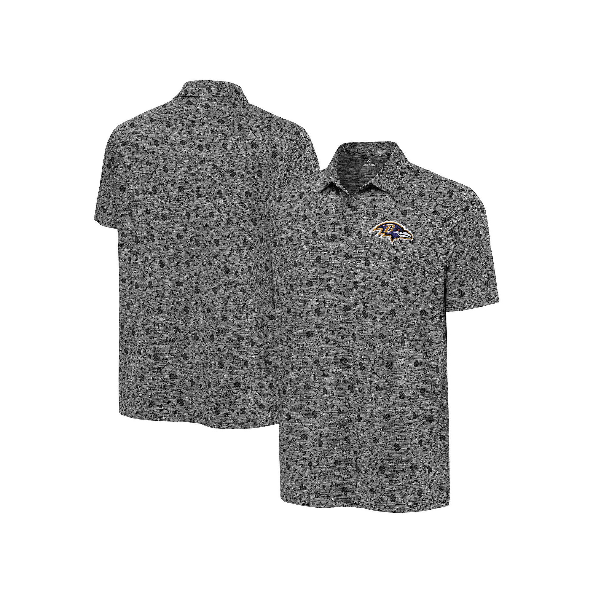 Mens Antigua Heather Black Baltimore Ravens Relentless Polo, Size: Large, 