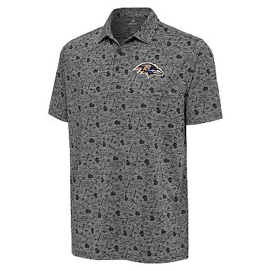 Men's Antigua Heather Black Baltimore Ravens Relentless Polo
