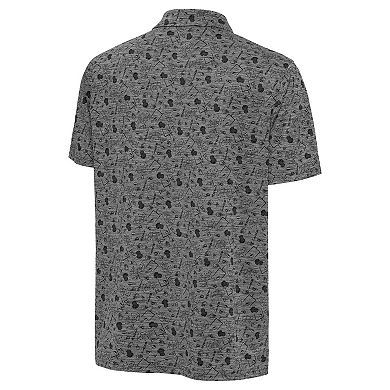 Men's Antigua Heather Black Baltimore Ravens Relentless Polo