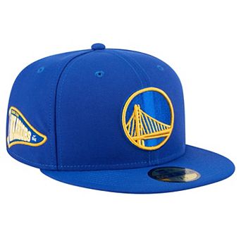 Men's New Era Royal Golden State Warriors Throwback Pennant 59FIFTY Fitted Hat