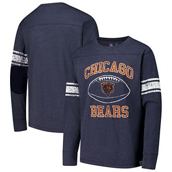 Youth Wes & Willy Navy Chicago Bears Football Long Sleeve T-Shirt