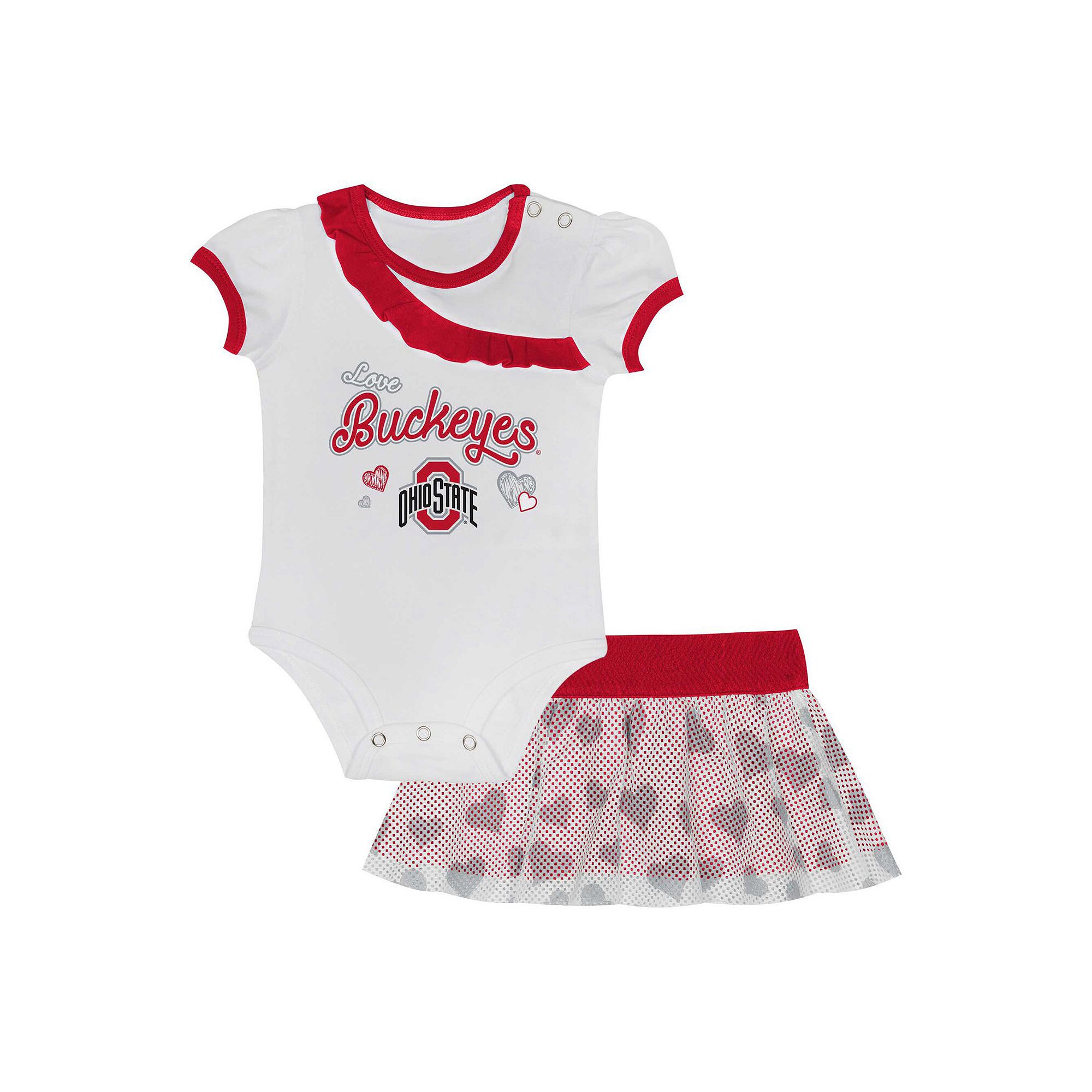 Girls Newborn & Infant Ohio State Buckeyes Two-Piece Love My Team Bodysuit 