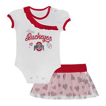 Girls Newborn & Infant Ohio State Buckeyes Two-Piece Love My Team Bodysuit & Skirt Set