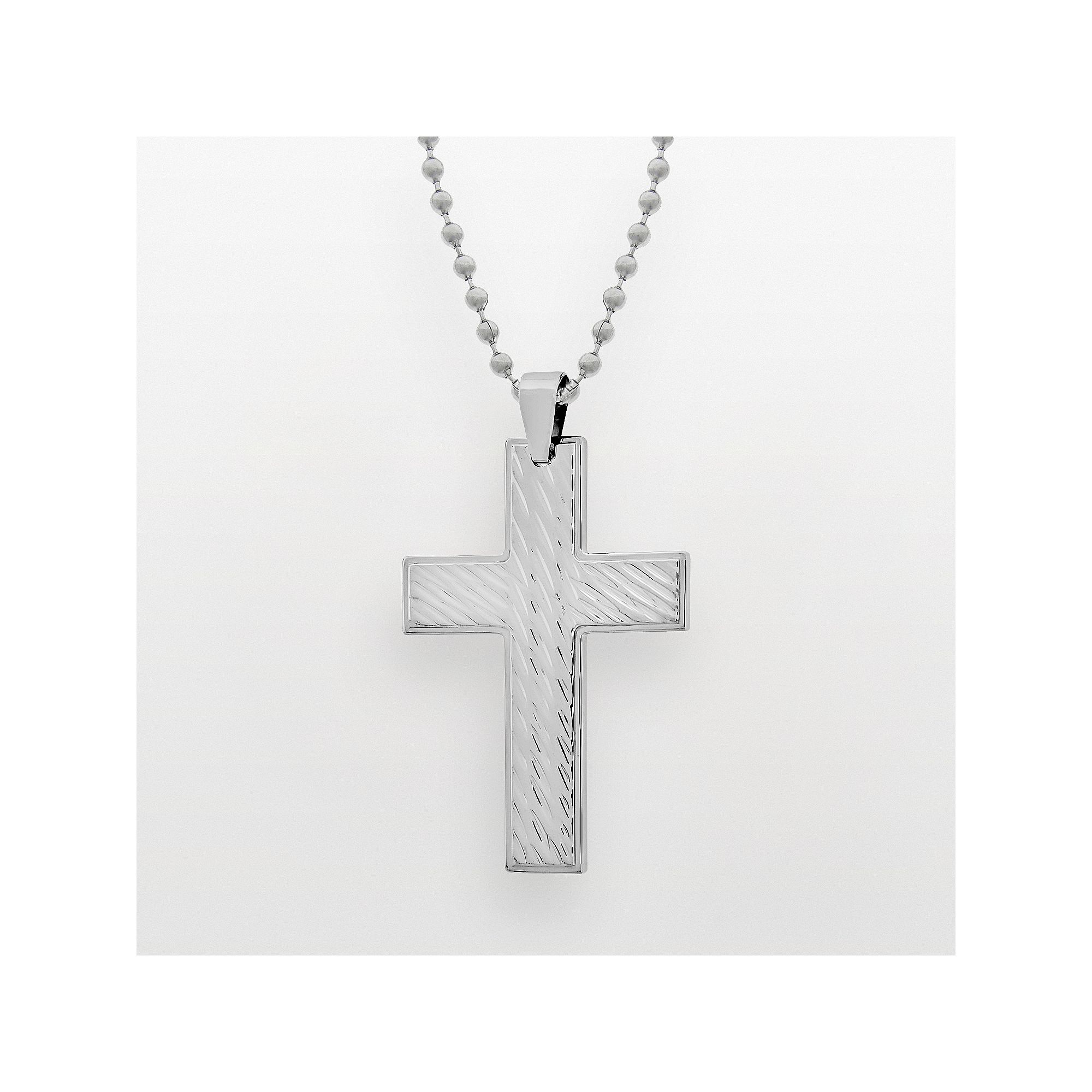 LYNX Stainless Steel Cross Pendant - Men, Mens, Size: 22, Silver