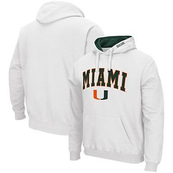 Men's Colosseum White Miami Hurricanes Arch & Logo 3.0 Pullover Hoodie