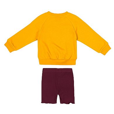 Girls Toddler Colosseum Gold/Maroon Minnesota Golden Gophers Beta Fleece Sweatshirt and Shorts Set
