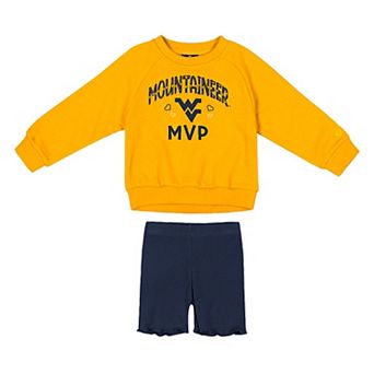 Girls Toddler Colosseum Gold/Navy West Virginia Mountaineers Beta Fleece Sweatshirt and Shorts Set
