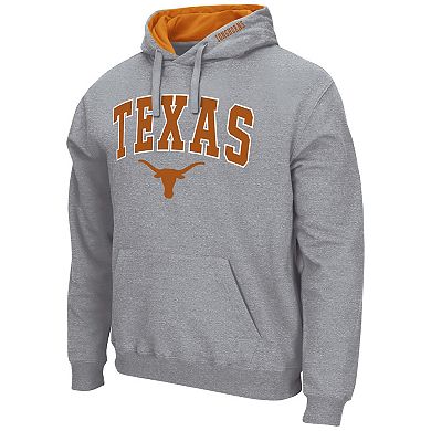 Men's Colosseum Heather Gray Texas Longhorns Arch & Logo 3.0 Pullover Hoodie