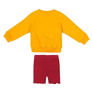 Girls Toddler Colosseum Gold/Cardinal Iowa State Cyclones Beta Fleece Sweatshirt and Shorts Set