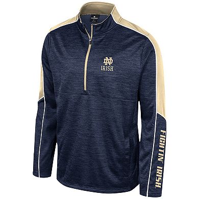 Men's Colosseum Navy Notre Dame Fighting Irish Marled Half-Zip Jacket