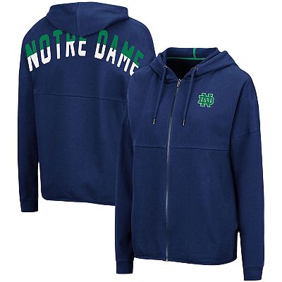 Women s Colosseum Navy Notre Dame Fighting Irish Two Hit Full Zip Hoodie