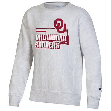 Youth Champion Heather Gray Oklahoma Sooners Reverse Weave Pullover Sweatshirt