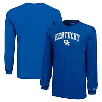 Youth Champion Royal Kentucky Wildcats Arch Over Logo Long Sleeve T-Shirt