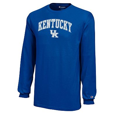 Youth Champion Royal Kentucky Wildcats Arch Over Logo Long Sleeve T-Shirt
