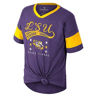 Girls Youth Colosseum Purple LSU Tigers Frontier Tie Front T-Shirt