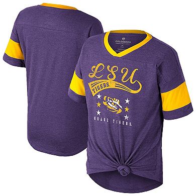 Girls Youth Colosseum Purple LSU Tigers Frontier Tie Front T-Shirt