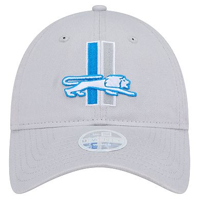 Women's New Era Silver Detroit Lions Throwback Main Core Classic 2.0 9TWENTY Adjustable Hat