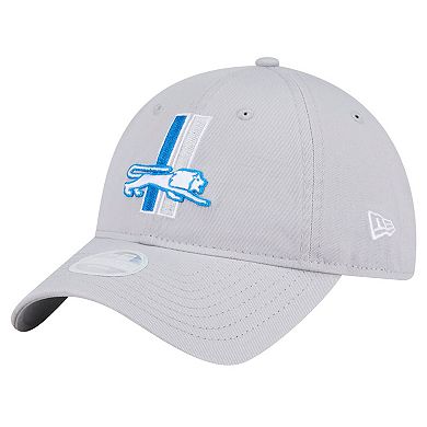 Women's New Era Silver Detroit Lions Throwback Main Core Classic 2.0 9TWENTY Adjustable Hat