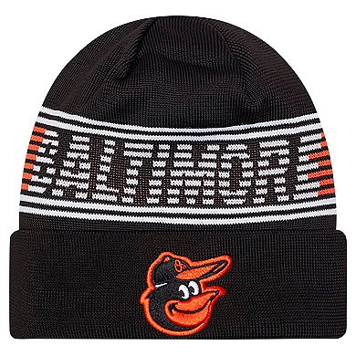 Men's New Era Black Baltimore Orioles Authentic Collection Cuffed Knit Hat