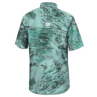 Men's Colosseum Green Miami Hurricanes Realtree Aspect Charter Full-Button Fishing Shirt