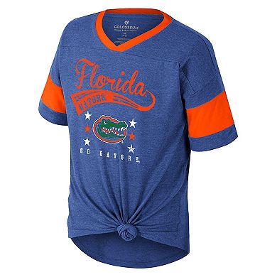 Girls Youth Colosseum Royal Florida Gators Frontier Tie Front T-Shirt