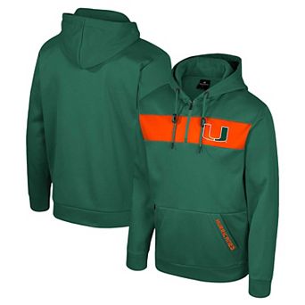 Men's Colosseum Green Miami Hurricanes Quarter-Zip Hoodie