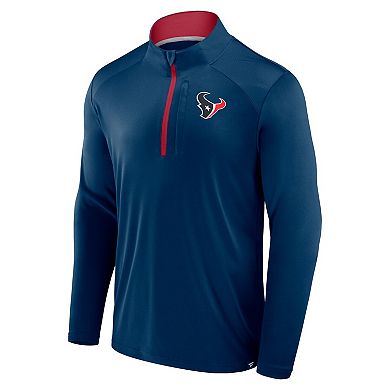 Men's Fanatics Navy Houston Texans Defender Long Sleeve Quarter-Zip Jacket